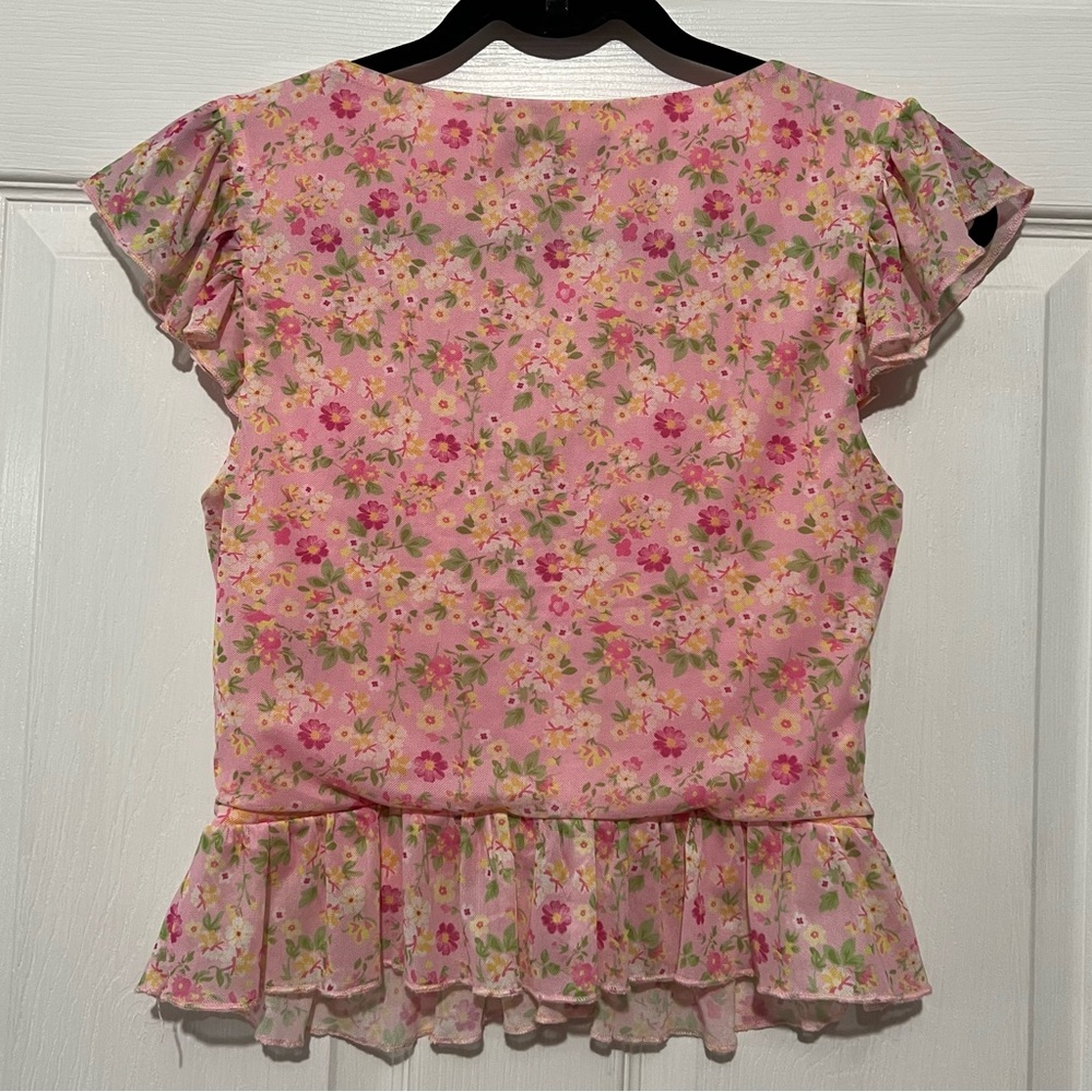 💗 Mixed Threads by Los Angeles - Woman’s Floral‎ Cropped Blouse - Picture 5 of 7